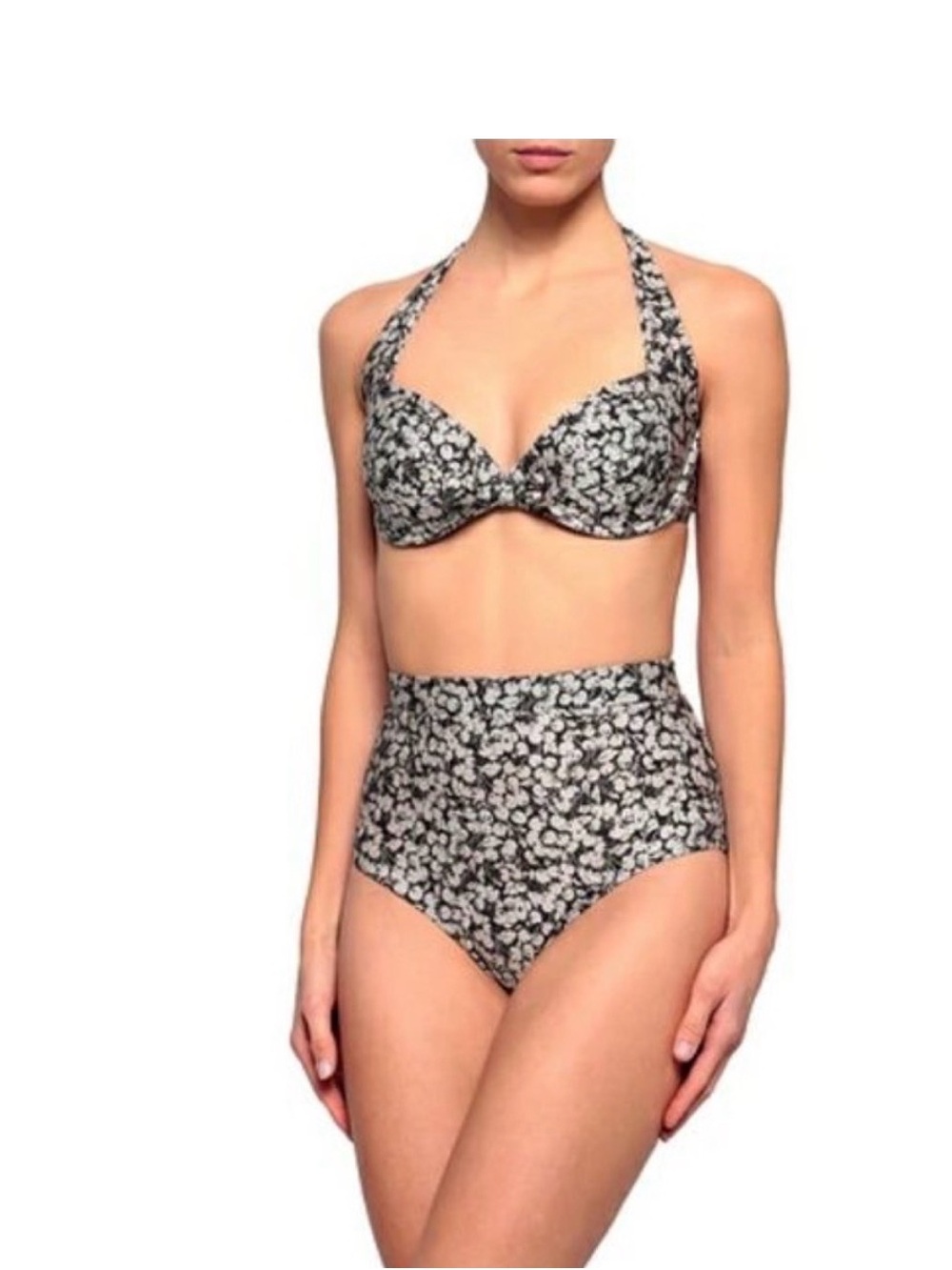 Zimmermann Black & White Floral High-Waist Bikini